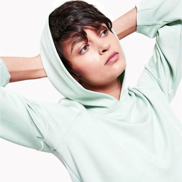 Alfani Modern Lounge Soft Balloon Sleeve Hoodie Sweatshirt Medium Petite Green - Picture 3 of 10